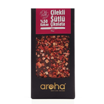  %50 Kakao, Çilekli Sütlü Çikolata. 85 Gr. 