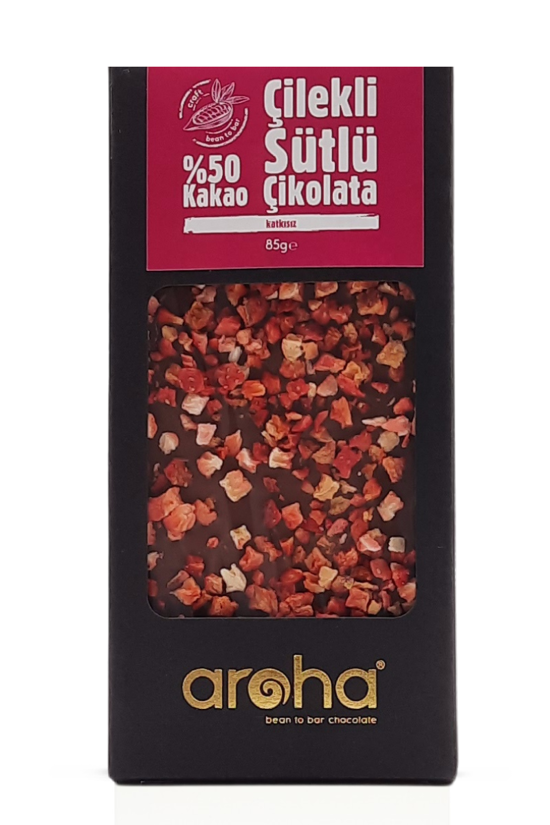 Erkek genel %50 Kakao, Çilekli Sütlü Çikolata. 85 Gr.