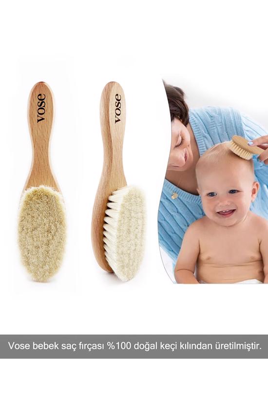 Erkek genel 2 Li Set Ahşap Bebek Saç Fırçası ve Tavşan Diş Kaş