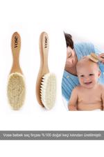 Erkek genel 2 Li Set Ahşap Bebek Saç Fırçası ve Tavşan Diş Kaş