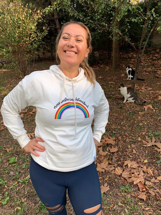Erkek genel Namaste Sweatshirt Kapüşonlu Beyaz Gökkuşağı- S
