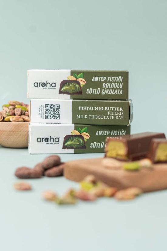 Erkek genel Antep Fıstığı Dolgulu Sütlü Çikolata Bar 35gr