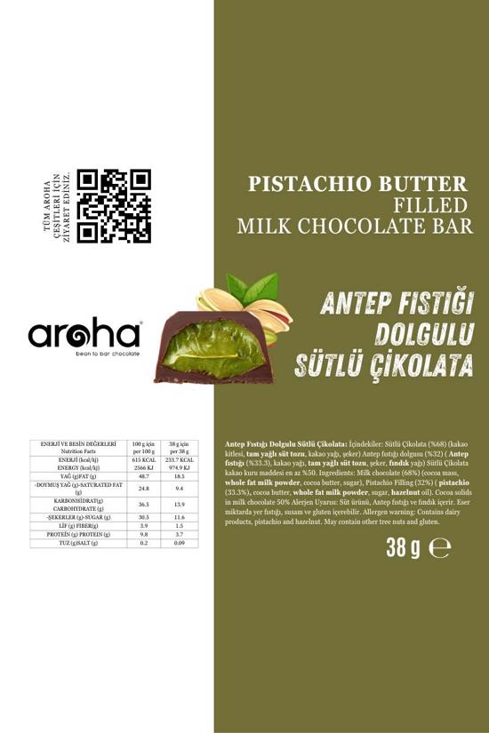 Erkek genel Antep Fıstığı Dolgulu Sütlü Çikolata Bar 35gr