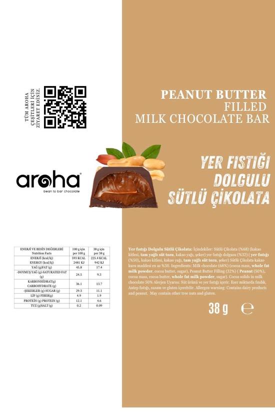 Erkek genel Yer fıstığı Dolgulu Sütlü Çikolata Bar 38gr