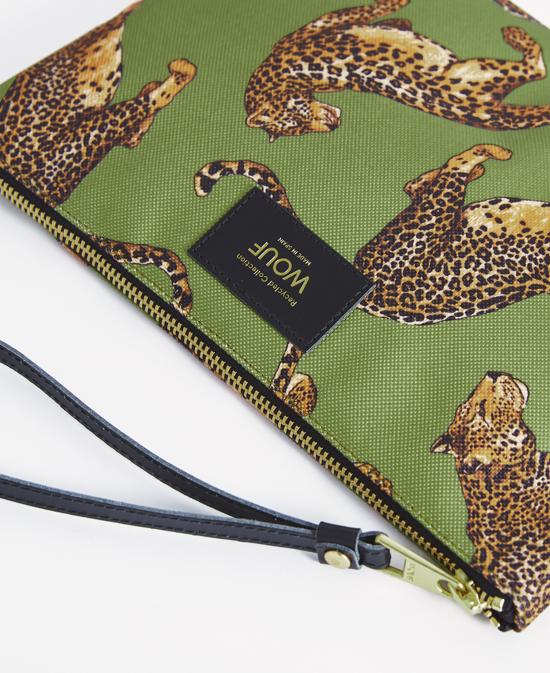 Erkek genel Olive Leopard XL Pouch Bag