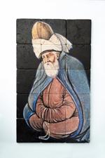 Erkek genel Mevlana Portre Traverten Taş Tablo