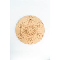  Ahşap Yuvarlak Metatron Küpü Desenli 