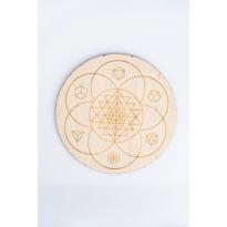  Ahşap Yuvarlak Sri Yantra Desenli 