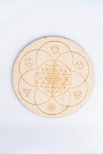 Erkek genel Ahşap Yuvarlak Sri Yantra Desenli