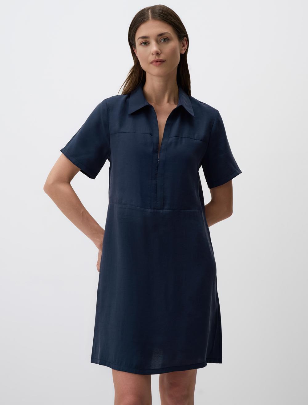ワンピース Short Sleeve Polo Mini Dress S Summer Streetwear: Womens Short Sleeve Slit Mini Dress With