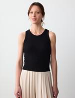 Black Cup Sleeveless Knitted Tank Top