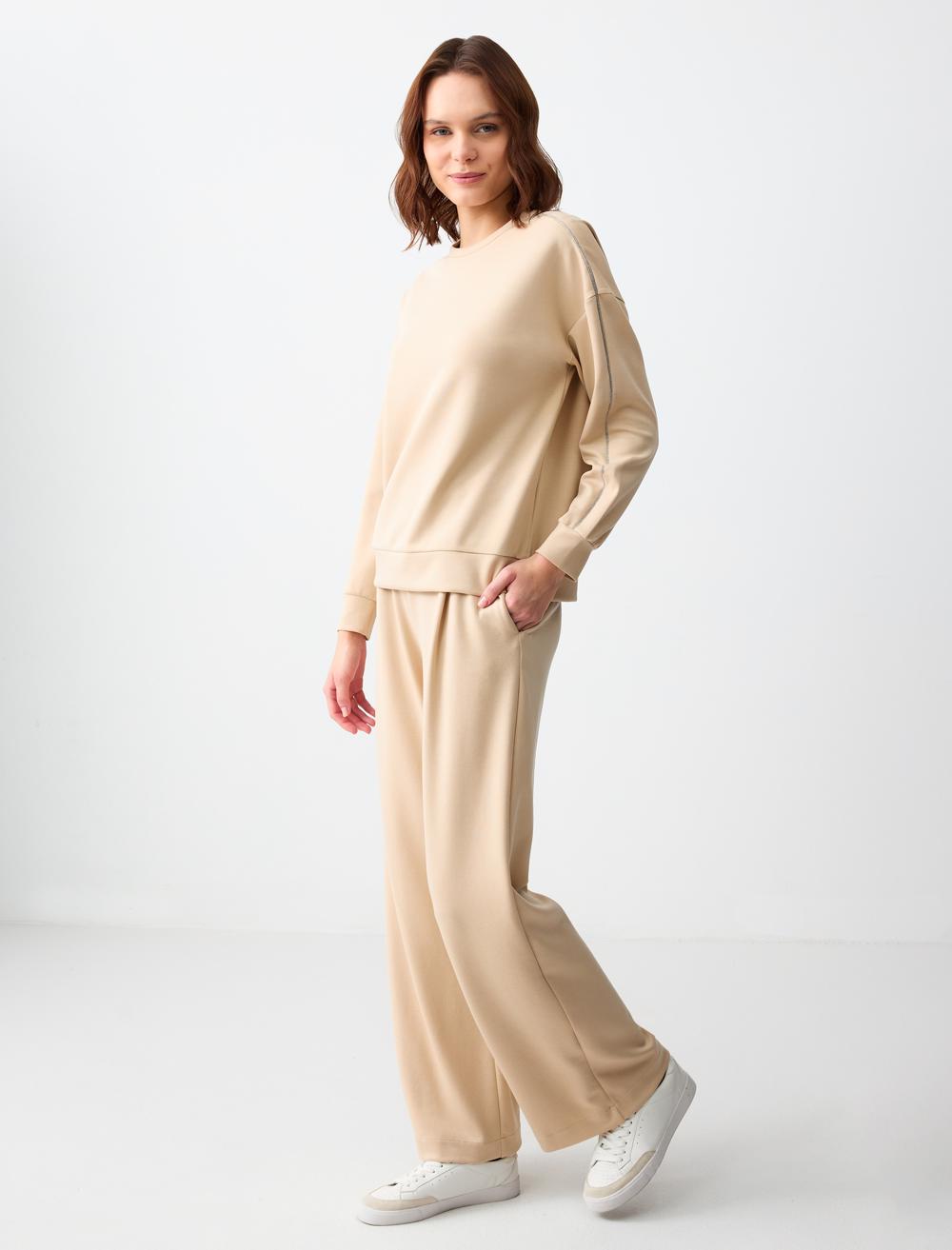 Relaxed Fit High Waist Wide Leg Knitted Modal Pants