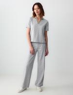 High Waist Wide Leg Geometric Patterned Knitted Pants