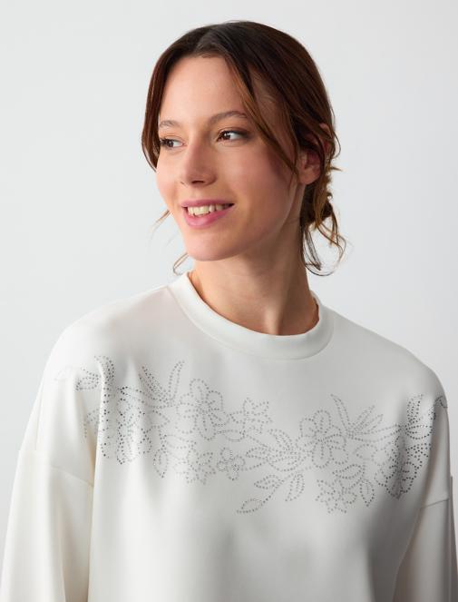 Flower Patterned Knitted Sweatshirt