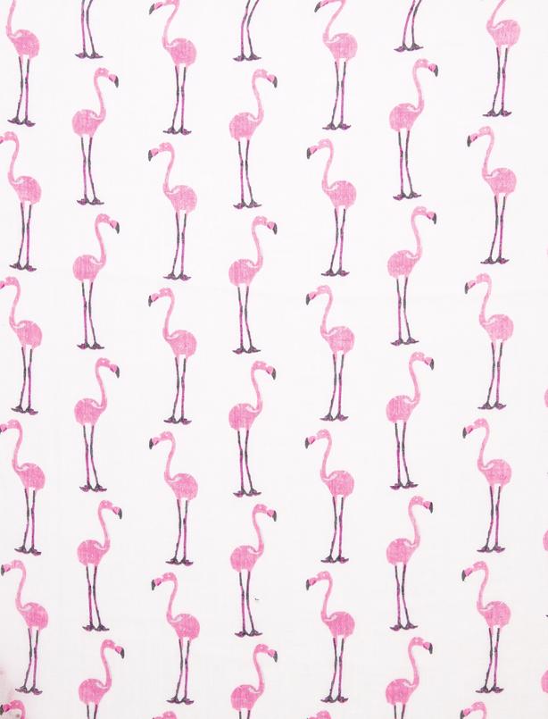 Bayan Pembe Uçları Püsküllü Flamingo Desenli Fular