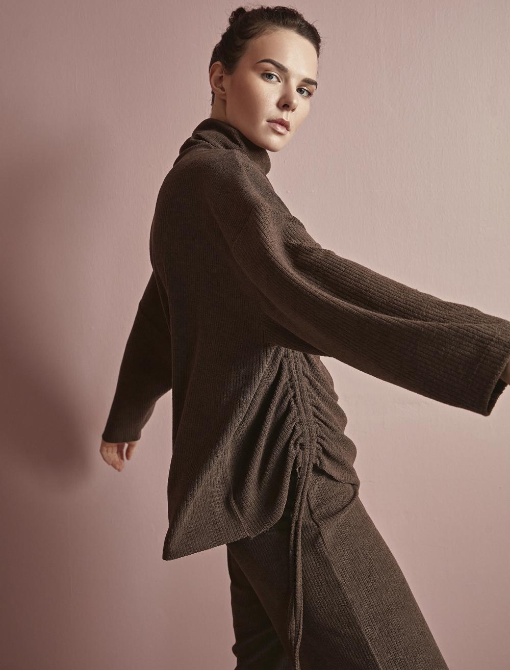 Bayan Haki Yan Bağcık Detaylı Bol Kesim Sweatshirt