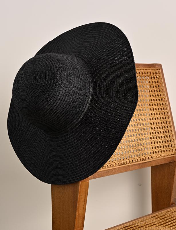 Bayan Siyah Örme Hasır Şapka