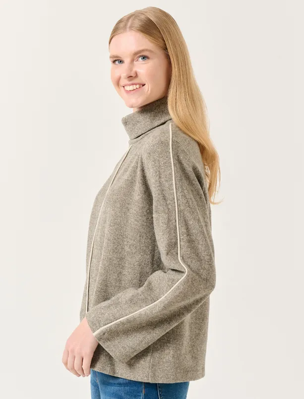 Bayan Vizon Balıkçı Yaka Uzun Kollu Rahat Sweatshirt