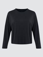 Siyah Bisiklet Yaka Uzun Kollu Rahat Sweatshirt_6