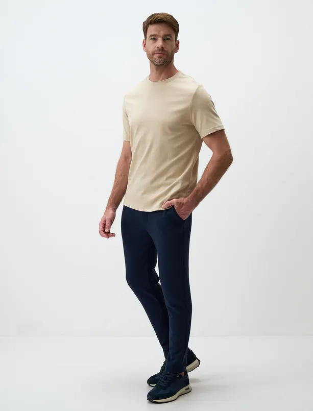 Women Beige Crew Neck Short Sleeve Mens Basic T-Shirt