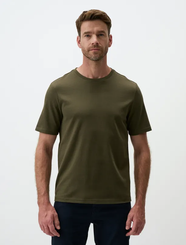 Women Haki Crew Neck Short Sleeve Mens Basic T-Shirt
