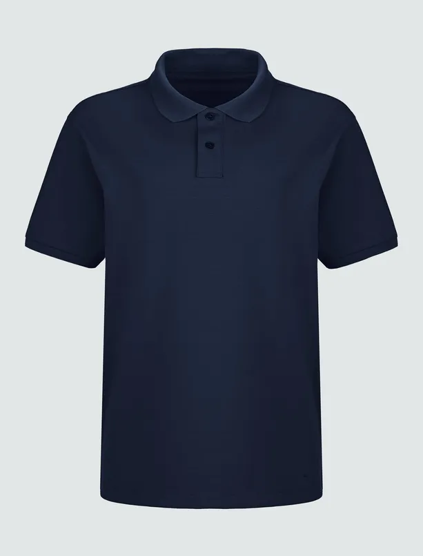 Women Dark Blue Short Sleeve Polo Collar Mens Knitted T-Shirt