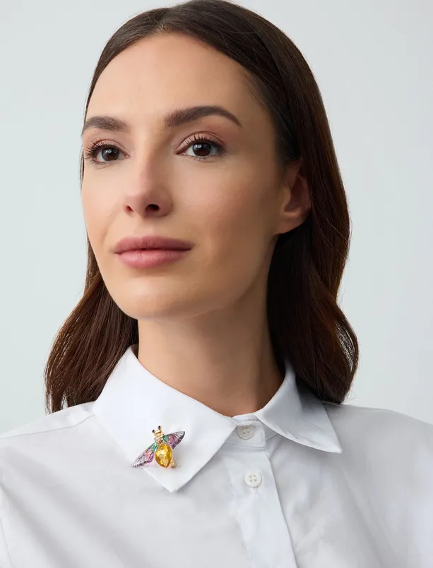 Women Purple Bee Figured Stone Brooch