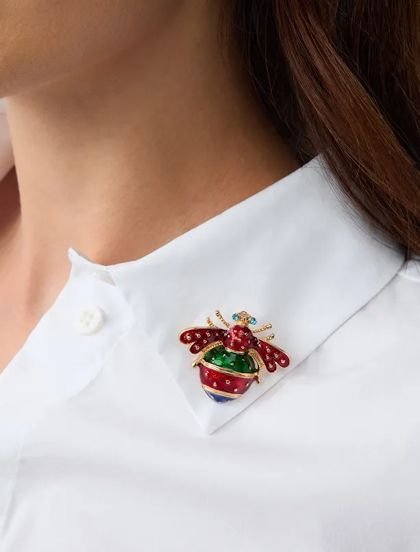 Women Red Bee Figured Colorful Brooch