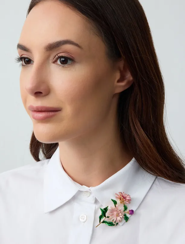 Women Mixed Colorful Flower Figured Brooch