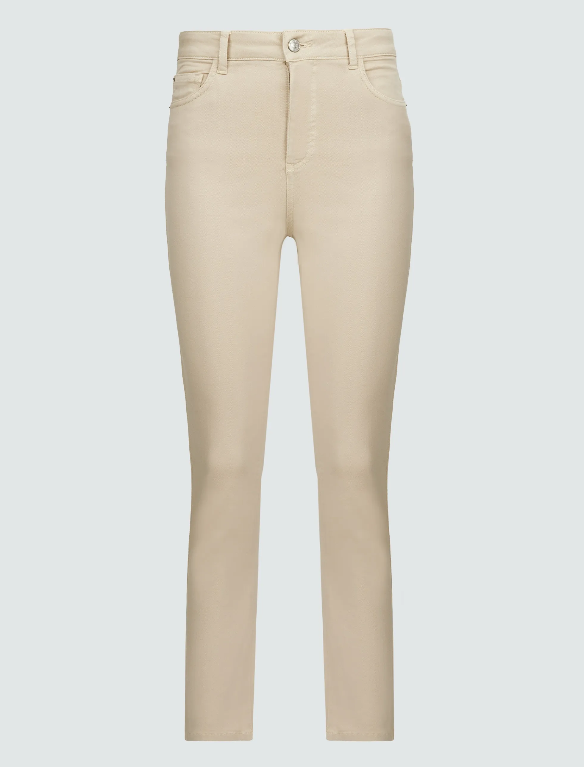 ★KIRSH★ Kirsch High Waist Coated Denim Pants Beige kensie Jeans for Women High Rise Cargo Pants with Tab Bottom