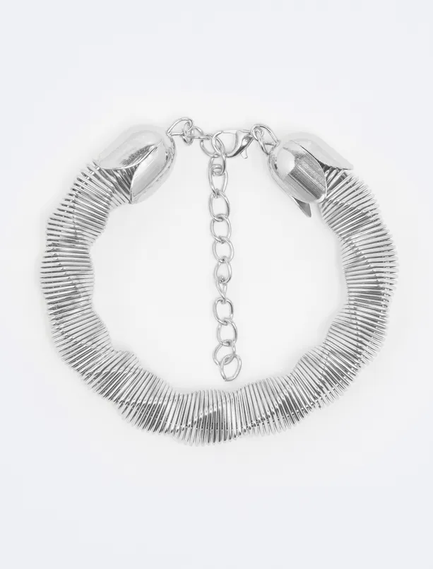 Women Grey Bright Bracelet with Twisted Pattern