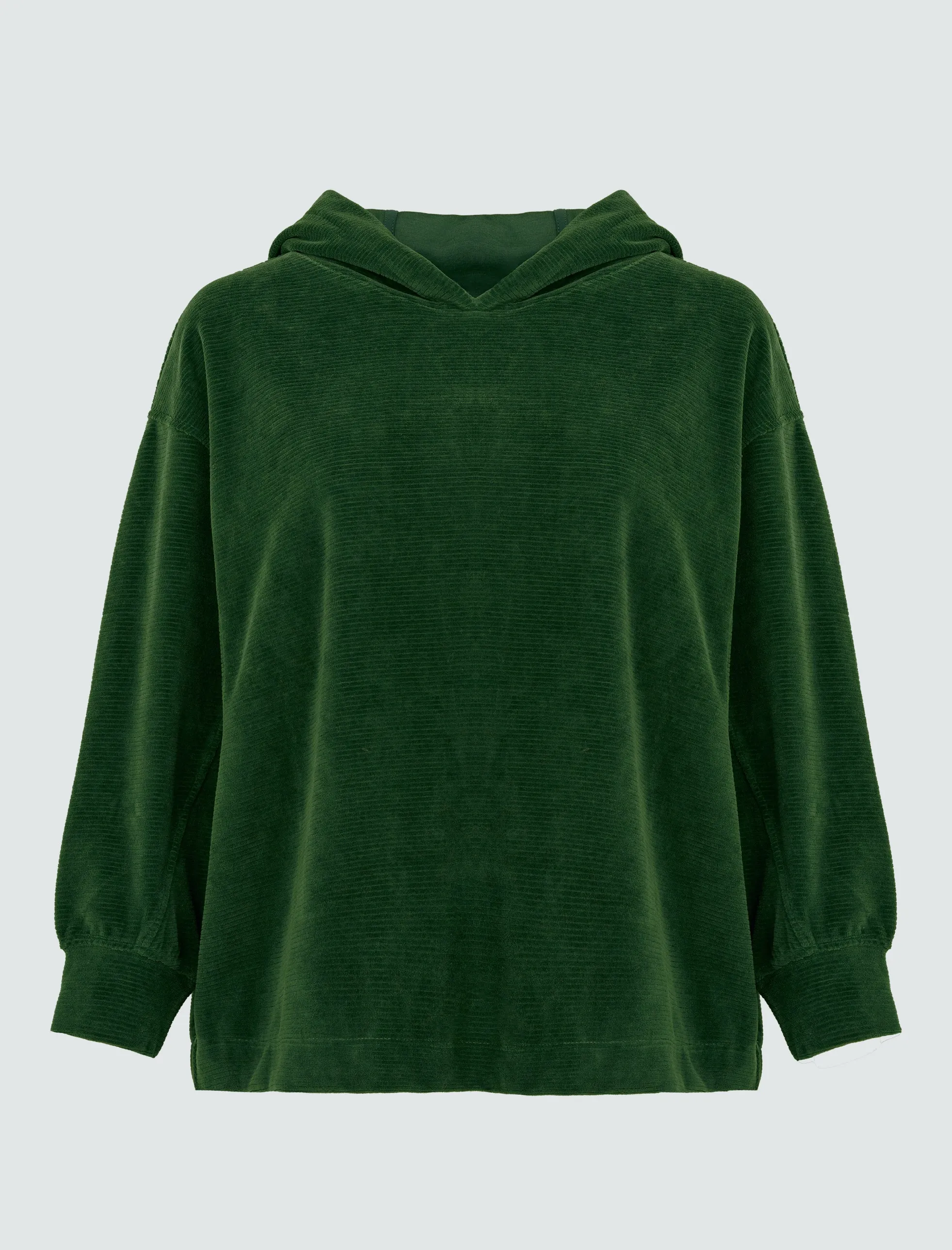 Relaxed Fit Hooded Velvet Sweatshirt