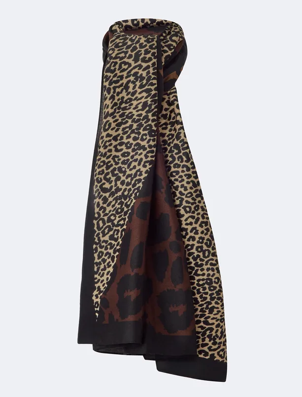 Women Brown Leopard Print Shawl