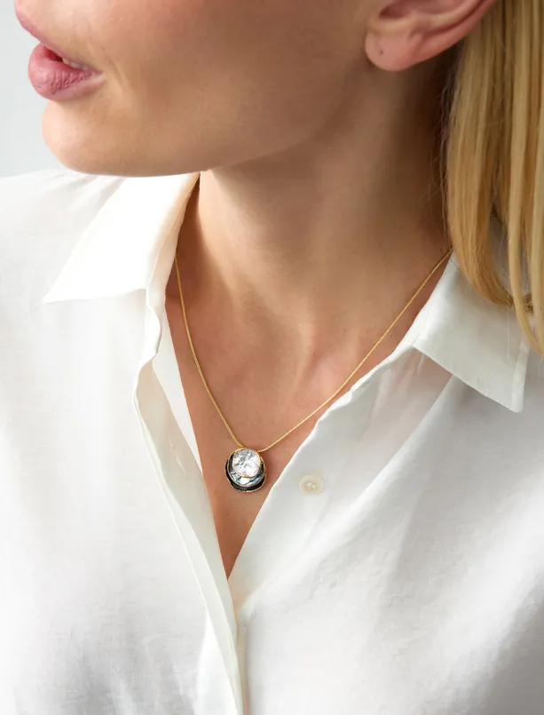 Women Black Colorful Round Figured Necklace
