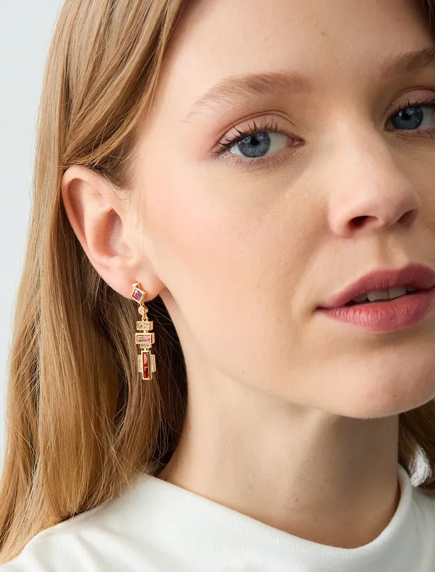 Women Mixed Geometric Figured Dangling Shiny Earrings