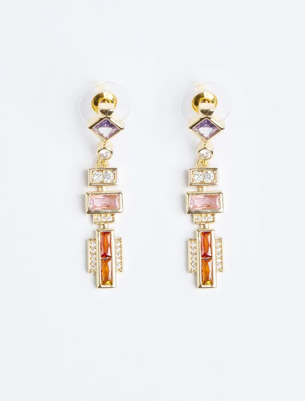 Women Mixed Geometric Figured Dangling Shiny Earrings