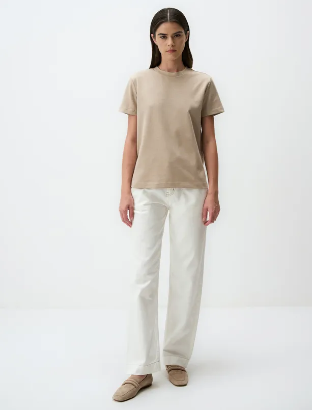 Women Mink Basic Crew Neck Short Sleeve T-Shirt
