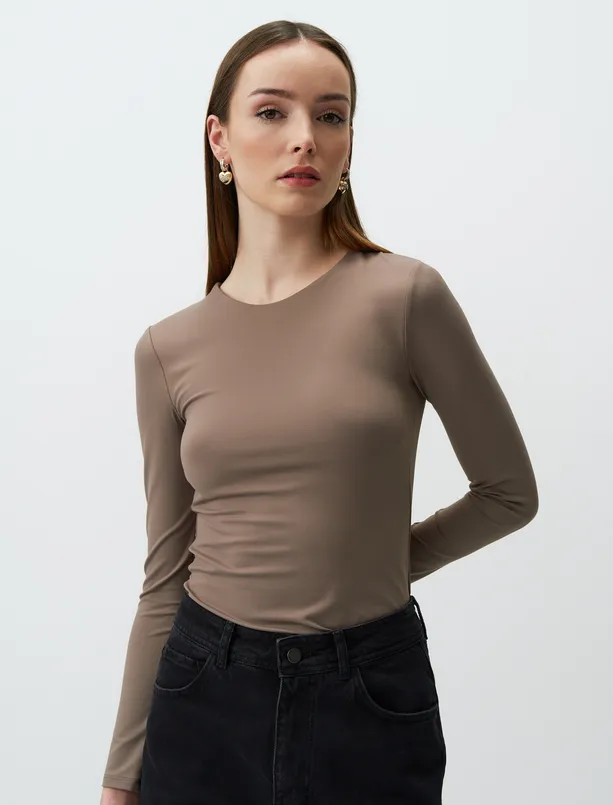 Bayan Vizon Uzun Kollu Basic Bluz