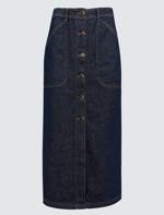 Mavi Normal Bel Cepli Denim Maxi Etek_6