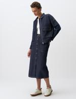 Mavi Normal Bel Cepli Denim Maxi Etek_2