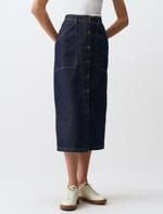 Mavi Normal Bel Cepli Denim Maxi Etek_4