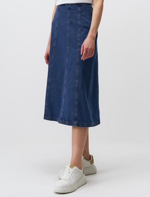 Mavi Normal Bel Midi Denim Etek_3