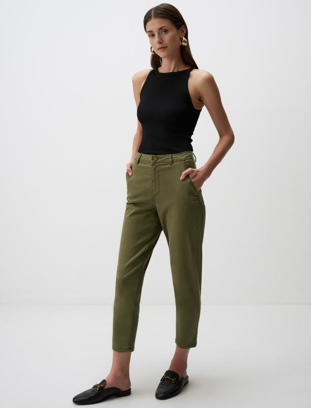 Haki Normal Bel Cepli Gabardin Pantolon_1