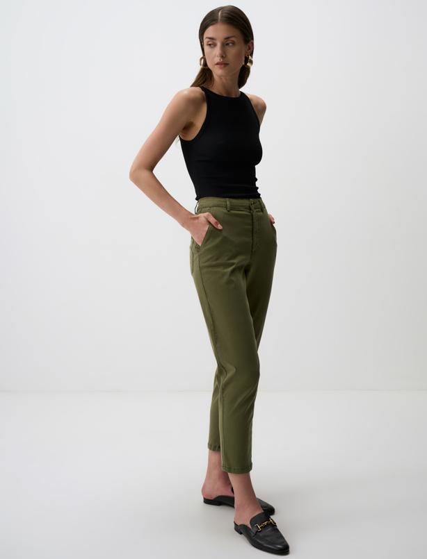 Haki Normal Bel Cepli Gabardin Pantolon_2