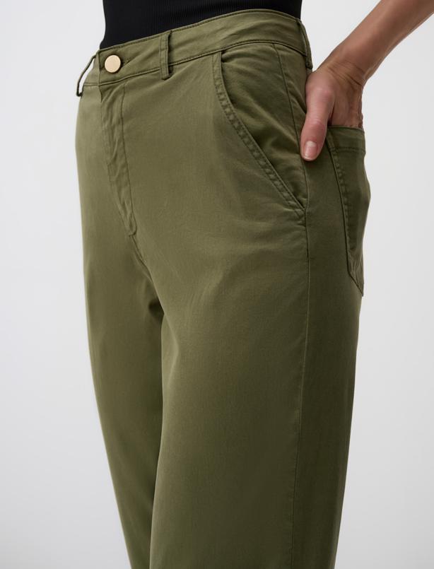 Haki Normal Bel Cepli Gabardin Pantolon_4