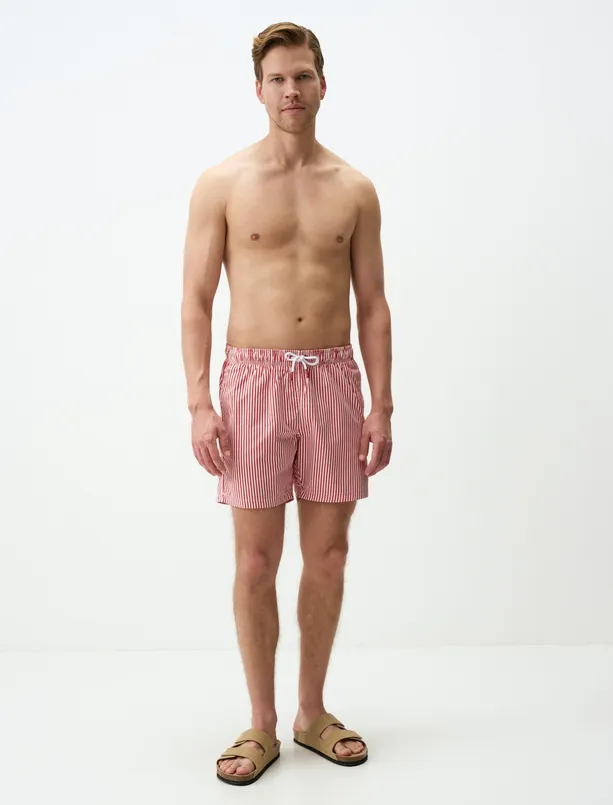 Women Red Casual Striped Mens Sea Shorts