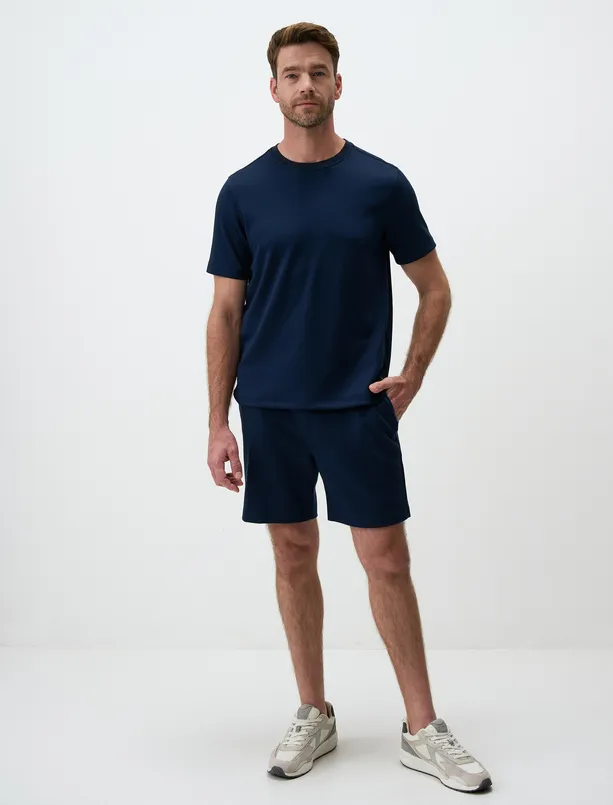 Women Dark Blue Crew Neck Short Sleeve Mens T-Shirt