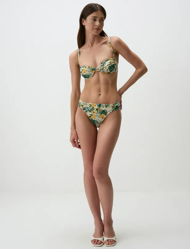 Bayan Yeşil Çiçek Detaylı Bikini Alt