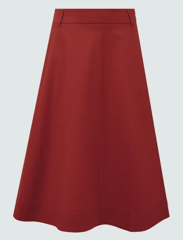 Bayan  Rahat Kesim Normal Bel Gabardin Midi Etek
