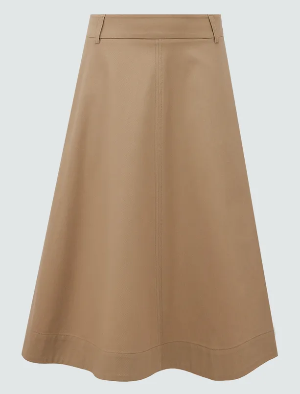 Bayan  Rahat Kesim Normal Bel Gabardin Midi Etek